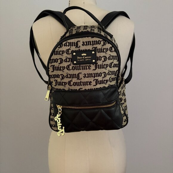 Juicy Couture Handbags - Juicy Couture Heartbreaker Small Backpack Beige/Black Gothic